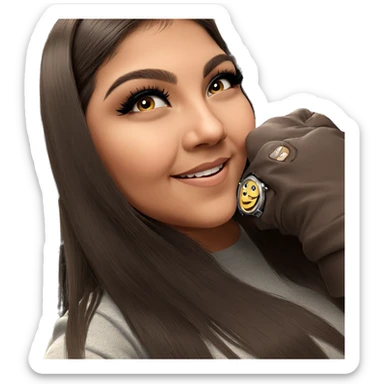 smiling girl with wristwatch sticker