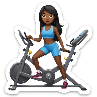 Long black hair desi girl with gym equipment sticker