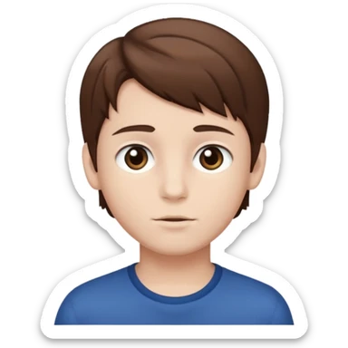 a boy with brown hair and white skin with dark eyes  sticker