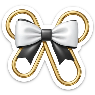 one gold paper clip with a white bow in the middle sticker