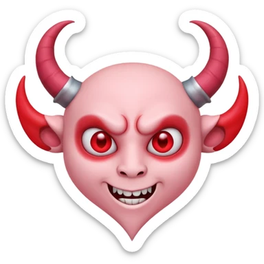a plain pink heart with demon horns on it sticker
