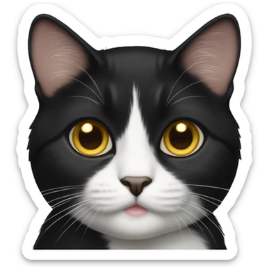 Tuxedo cat with gold eyes and mostly black face sticker