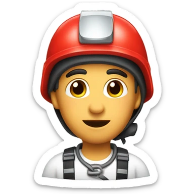 a rescuer in a red helmet sticker