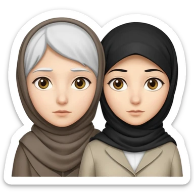 Generate 
1 detective she's white hair covered with hjab light eyes fair skin
1 detectective she's black NO HIJAB HAIR OUT BROWN skin 
they're right next to each other one has a hand lense the other has a sample  sticker