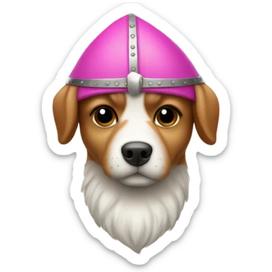 cute dog with pink nose in a viking hat sticker