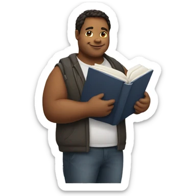 create an emoji of a chubby white man holding a book sticker