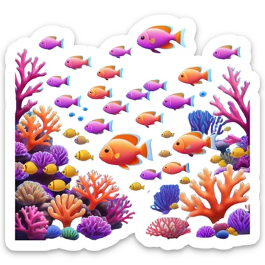 Cinematic Realistic Coral Reef Emoji in a wooden frame, Vibrant and alive, with colorful corals in hues of pink, purple, and orange, swaying gently with the underwater currents. Schools of tropical fish dart between the coral, with soft rays of sunlight piercing through the clear blue water above, creating a magical, serene underwater world. Soft glowing outline, capturing the essence of the bustling, colorful, and peaceful aquatic paradise. sticker