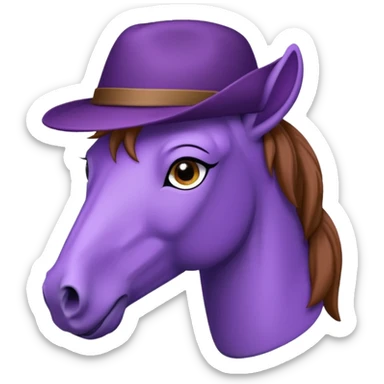 purple horse with hat sticker