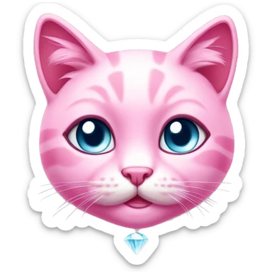 Cute pink cat diamond sticker