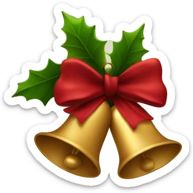 Christmas bells with a dark red bow sticker