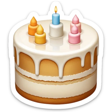 génère moi un emoji qui ressemble à ce gateau: un gateau en cylindre, avec une face du cylindre vers le bas. Le dessus du cyclindre est couvert de sucre glace blanc tamisé. Les cotés du gateau sont beiges clairs, c'est de la poudre d'amande. je veux cette couleur sur le coté #f4e6d8 et ce n'est pas une génoise sur les cotés: c'est de la poudre d'amande sticker