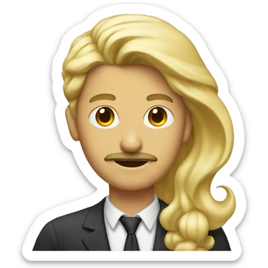Man with mustache and woman with blonde hair sticker