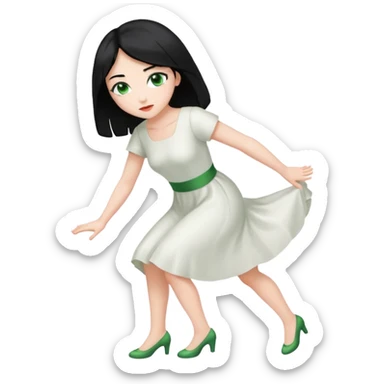 King, black Hair, blue eyes, whole body, Woman, bending knees, blonde, green eyes, White Dress, sticker