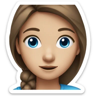 Girl with brown hair and blue eyes sticker