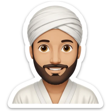 Emirati man smiling, neatly groomed beard, white robe and headscarf sticker