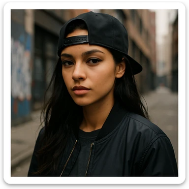 ninka with a backwards snapback, urban style sticker
