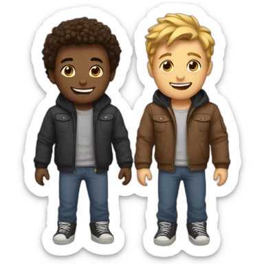 Two best friends hanging out both boys sticker