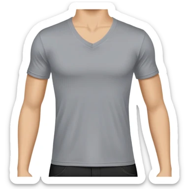 single black fitted v-neck t-shirt, cropped length, simple clean isolated garment only, no accessories, plain white background sticker