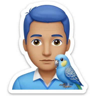 blue budgie parakeet with handsome Cuban man sticker