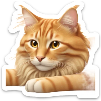 long hair Beige orange tabby sleeping sticker