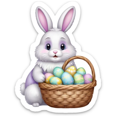 Easter bunny with colorful eggs sticker