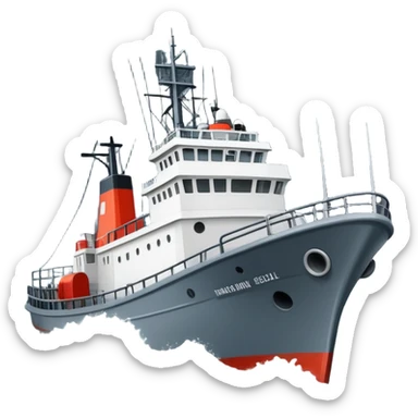 Russian marine geology research vessel in stormy rough seas with large waves sticker