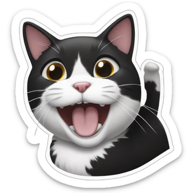 laughing to tears black and white cat sticker
