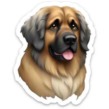 Leonberger dog emoji but grey  sticker