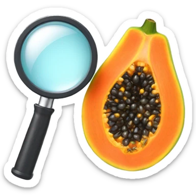 papaya with magnifying gla sticker
