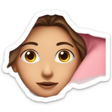 Brunette caucasian woman cuddled in a big pink blanket sticker