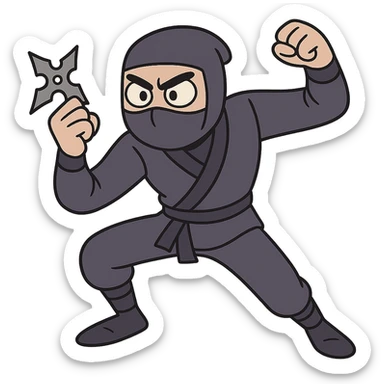 ninja in a modern cartoon style, dynamic pose sticker