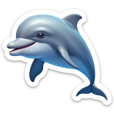 Cinematic Comical Bottlenose Dolphin Portrait Emoji, Head tilted dramatically with an exaggeratedly amused expression, featuring a sleek, shiny glossy body with wide, comically expressive eyes full of playful disbelief and a quirky, animated dorsal fin, Simplified yet hilariously expressive features, highly detailed, glowing with a slightly sassy aquatic glow, high shine, dramatic yet playful, stylized with an air of cheeky marine mischief, soft glowing outline, capturing the essence of a meme-worthy dolphin that looks ready to side-eye its way into viral fame! sticker