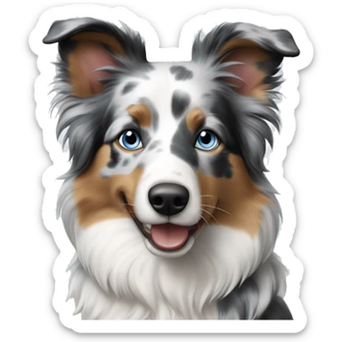 Blue merle (no brown border collie dog with blue eyes sticker
