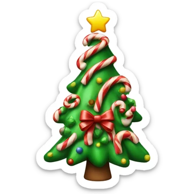 Christmas tree with candy cane sticker