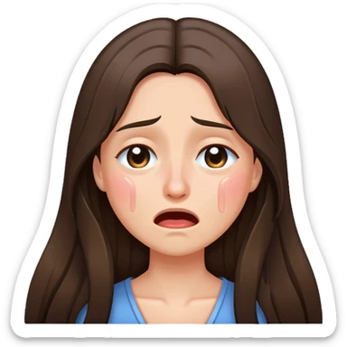 Very long hair Brunette with peachy ish skin crying tears happy sticker