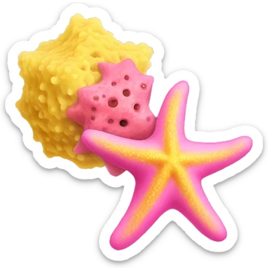 Pink Starfish and yellow sea sponge sticker