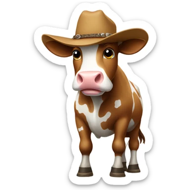 Cow wearing a cowboy hat and boots sticker