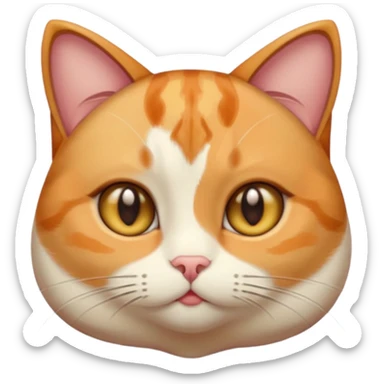 calico cat with cute slim face, small head, hazel eyes, and short but chubby body sticker