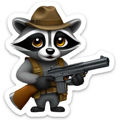 Raccoon with gun sticker