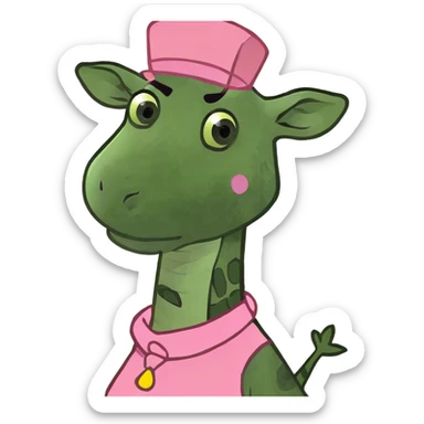 A giraffe in a pink dress. sticker