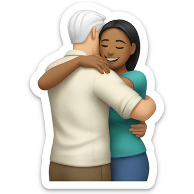 White man an hispanic woman hug each other sticker