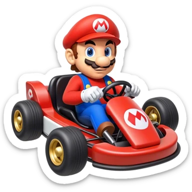 Super Mario driving a kart sticker