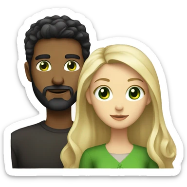 bearded dark haired guy and blonde girl with green eyes sticker