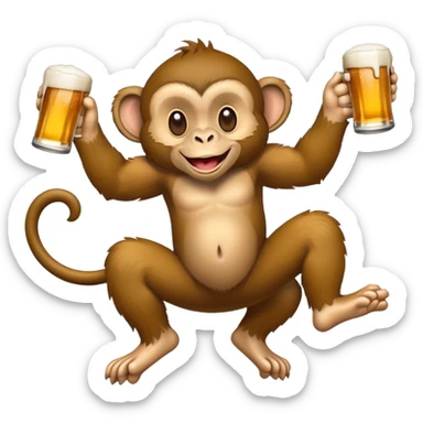 Um macaco bebendo cerveja  sticker