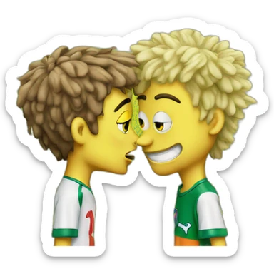 neymar jr kissing spongebob cartoon sticker
