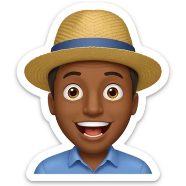 homme créole réunionnais  étonné  bouche ouverte avec chapeau sticker