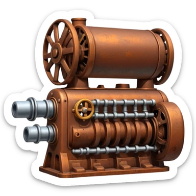 compact iron engine with pipes and levers, emoji style sticker