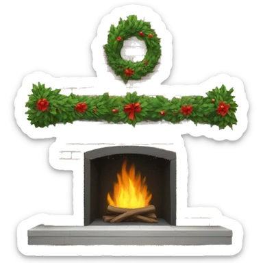 Brick Fireplace with wreath  sticker