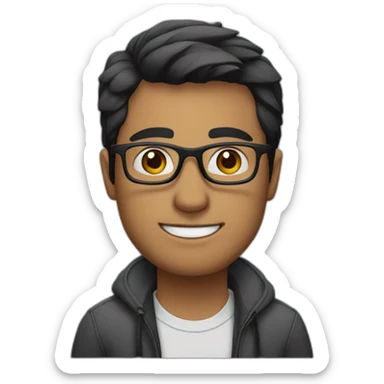 a man with short black hair wearing prescription glasses sticker