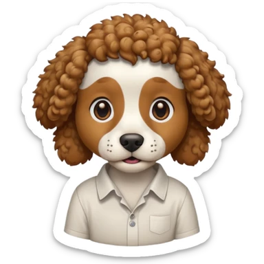 curly dog with shirt sticker